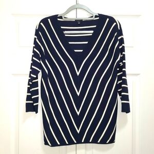 TALBOTS 3/4 sleeve chevron striped‎ shirt size Large